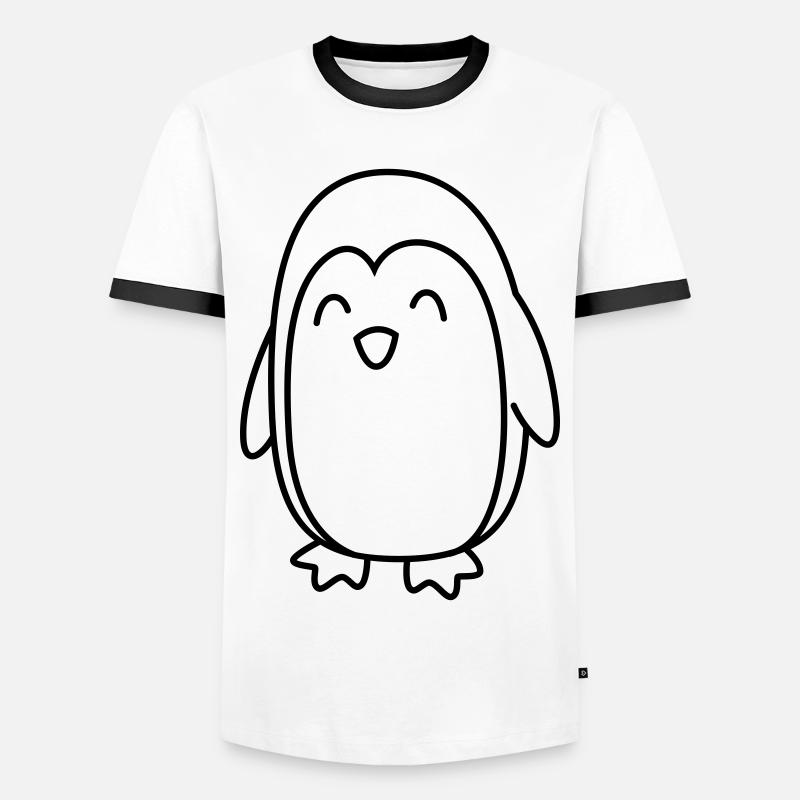 Pinguin Comic Tier - Männer Kontrast-T-Shirt - Weiß/Schwarz