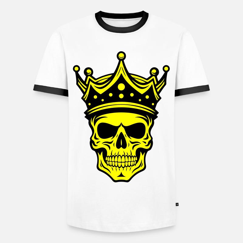 Skull King Crown - Men's Ringer Shirt - white/black