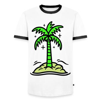 Icône de Palm Island Été - T-shirt contrasté Homme - blanc/noir - Devant - AI Model Female 172 light (172cm) & AI Model Male 178 dark (178cm)