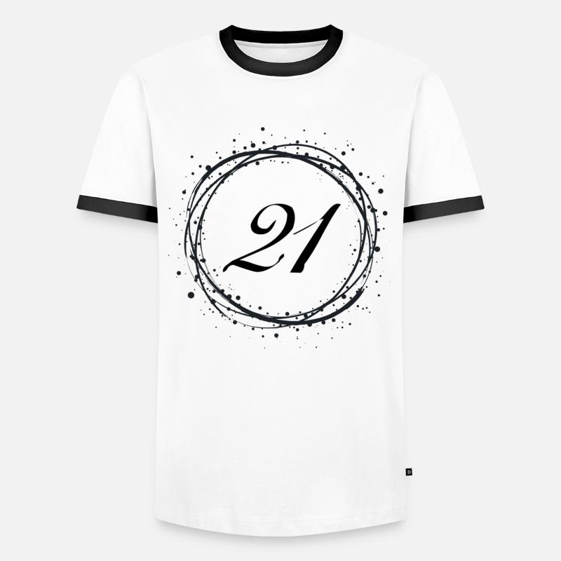 21 - Männer Kontrast-T-Shirt - Weiß/Schwarz