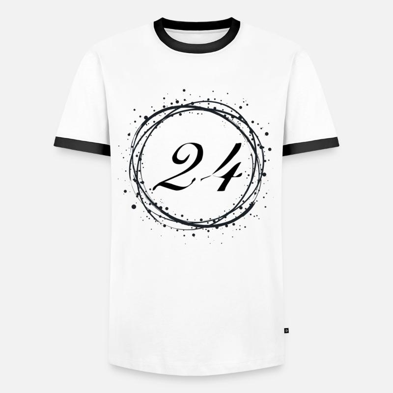 24 - Männer Kontrast-T-Shirt - Weiß/Schwarz
