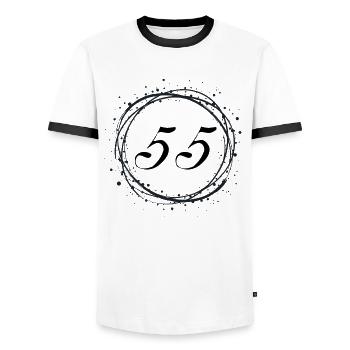 55 - Männer Kontrast-T-Shirt - Weiß/Schwarz - Vorne - AI Model Female 172 light (172cm) & AI Model Male 178 dark (178cm)