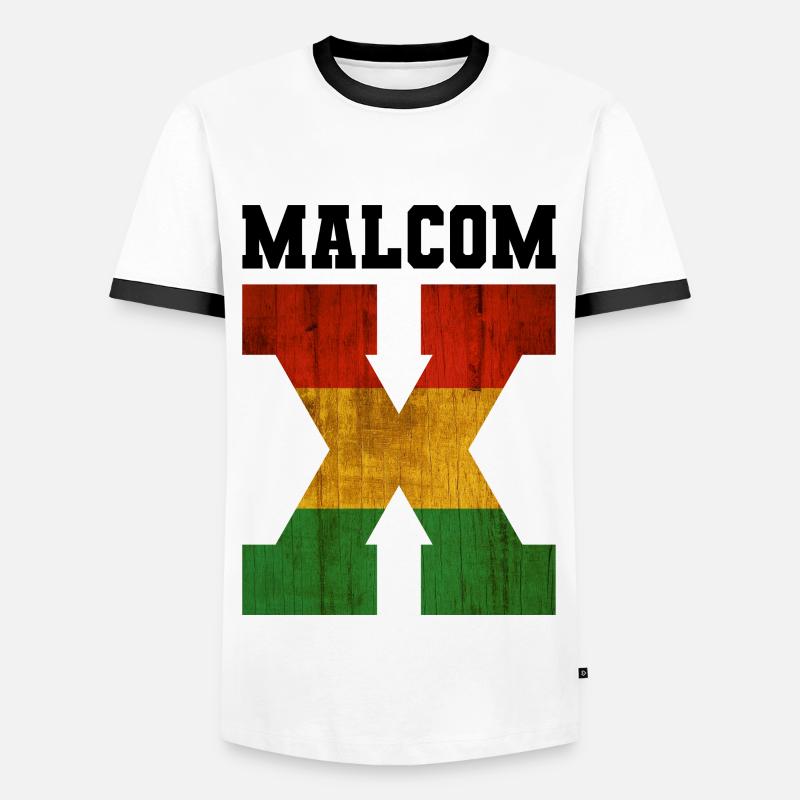 MALCOM X - Männer Kontrast-T-Shirt - Weiß/Schwarz