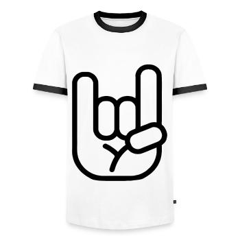 Rock Punk Metal Hand Symbol - Men's Ringer Shirt - white/black - Front - AI Model Female 172 light (172cm) & AI Model Male 178 dark (178cm)