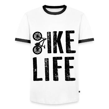 Bicycle Cyclist Bike Life - Men's Ringer Shirt - white/black - Front - AI Model Female 172 light (172cm) & AI Model Male 178 dark (178cm)