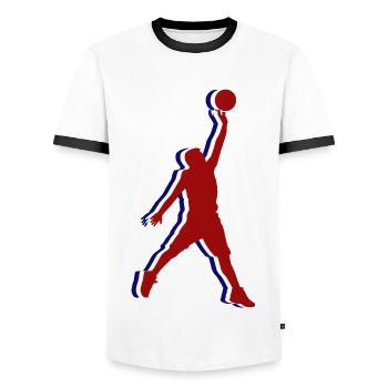 Basketteur France Sport - T-shirt contrasté Homme - blanc/noir - Devant - AI Model Female 172 light (172cm) & AI Model Male 178 dark (178cm)