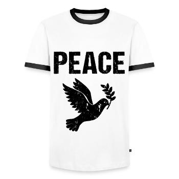 Peace Friedenstaube - Männer Kontrast-T-Shirt - Weiß/Schwarz - Vorne - AI Model Female 172 light (172cm) & AI Model Male 178 dark (178cm)