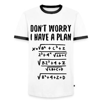 Don't Worry I Have Plan Math Humor - Men's Ringer Shirt - white/black - Front - AI Model Female 172 light (172cm) & AI Model Male 178 dark (178cm)