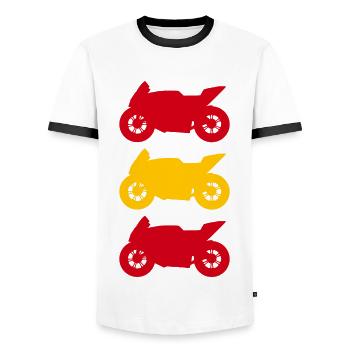Motorcycle Flag Spain - Men's Ringer Shirt - white/black - Front - AI Model Female 172 light (172cm) & AI Model Male 178 dark (178cm)