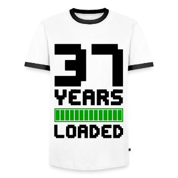 37 Years Loaded 37th Birthday - Men's Ringer Shirt - white/black - Front - AI Model Female 172 light (172cm) & AI Model Male 178 dark (178cm)