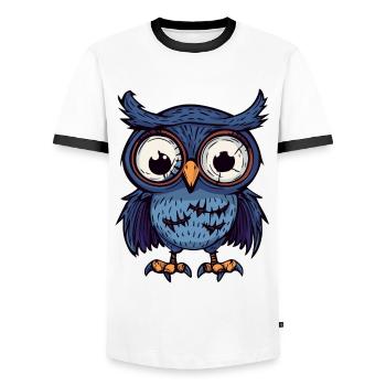 Owl Halloween Zombie - Men's Ringer Shirt - white/black - Front - AI Model Female 172 light (172cm) & AI Model Male 178 dark (178cm)