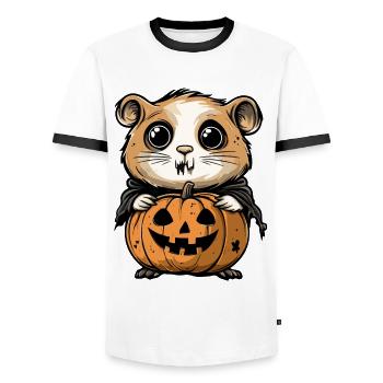 Hamster Halloween Zombie - Men's Ringer Shirt - white/black - Front - AI Model Female 172 light (172cm) & AI Model Male 178 dark (178cm)