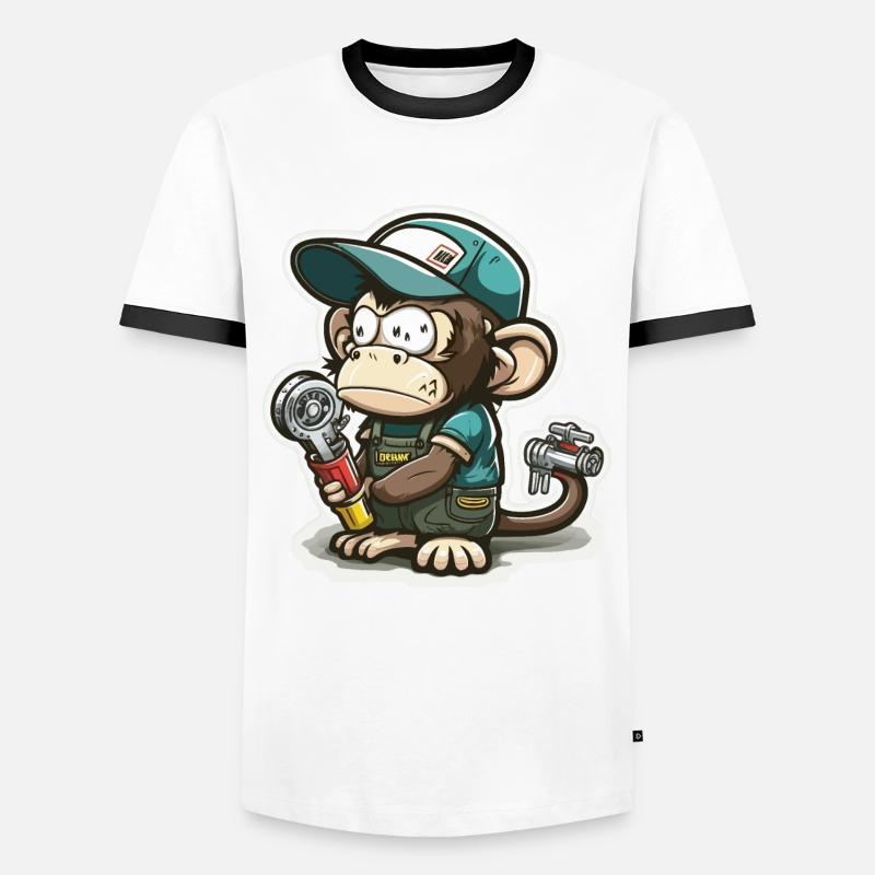 Zerrender Primat - Männer Kontrast-T-Shirt - Weiß/Schwarz