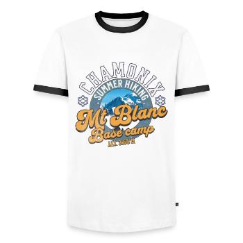 Mt. Blanc Basislager - Männer Kontrast-T-Shirt - Weiß/Schwarz - Vorne - AI Model Female 172 light (172cm) & AI Model Male 178 dark (178cm)