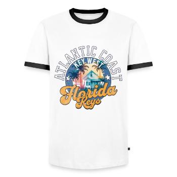 Florida keys Key West - Men's Ringer Shirt - white/black - Front - AI Model Female 172 light (172cm) & AI Model Male 178 dark (178cm)