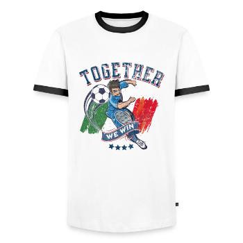 Together we win - T-shirt contrasté Homme - blanc/noir - Devant - AI Model Female 172 light (172cm) & AI Model Male 178 dark (178cm)