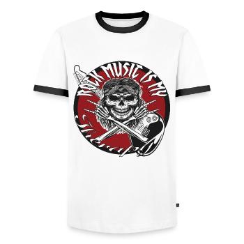 Rock and Roll Rock Music Hard Rock Therapy - Men's Ringer Shirt - white/black - Front - AI Model Female 172 light (172cm) & AI Model Male 178 dark (178cm)
