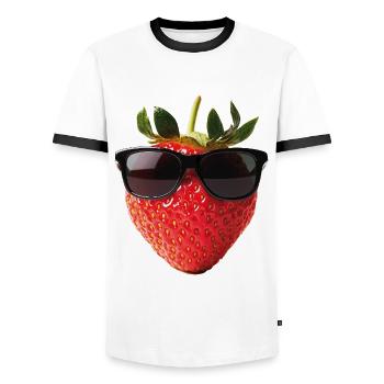 Lunettes de soleil fraise Cool - T-shirt contrasté Homme - blanc/noir - Devant - AI Model Female 172 light (172cm) & AI Model Male 178 dark (178cm)