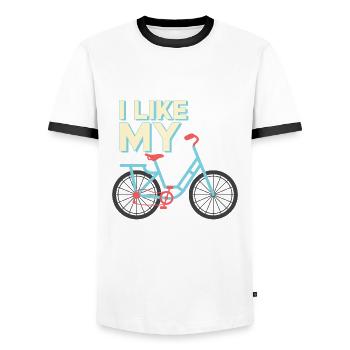 J’aime mon T-shirt vélo & cadeau - T-shirt contrasté Homme - blanc/noir - Devant - AI Model Female 172 light (172cm) & AI Model Male 178 dark (178cm)