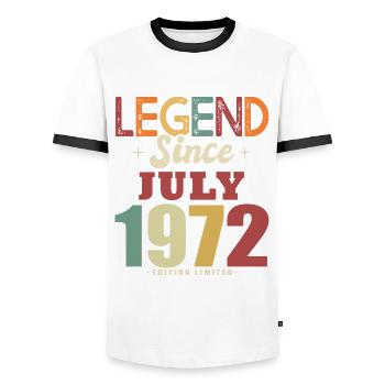 Geburtstagsgeschenk 52 Jahre Juli 1972 Legende - Männer Kontrast-T-Shirt - Weiß/Schwarz - Vorne - AI Model Female 172 light (172cm) & AI Model Male 178 dark (178cm)