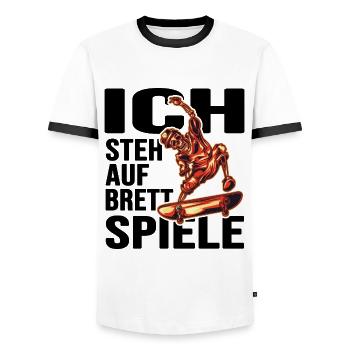 skate sk8 skateboarder halfpipe - Männer Kontrast-T-Shirt - Weiß/Schwarz - Vorne - AI Model Female 172 light (172cm) & AI Model Male 178 dark (178cm)