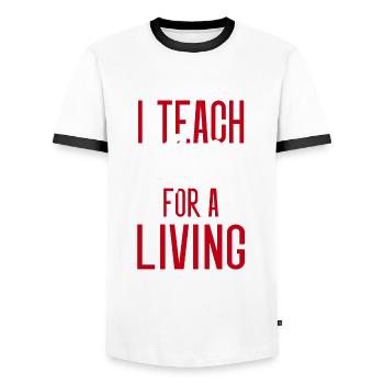 Professeur de latin Professeur de latin Professeur de latin - T-shirt contrasté Homme - blanc/noir - Devant - AI Model Female 172 light (172cm) & AI Model Male 178 dark (178cm)