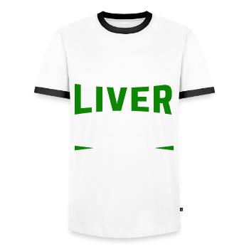 Liver Transplant Liver Surgery Organ Donor - Men's Ringer Shirt - white/black - Front - AI Model Female 172 light (172cm) & AI Model Male 178 dark (178cm)