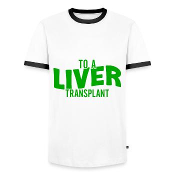 Conception de donneur d’organes transplantés hépatiques - T-shirt contrasté Homme - blanc/noir - Devant - AI Model Female 172 light (172cm) & AI Model Male 178 dark (178cm)