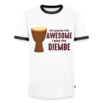 Djembe Player Drummer Music Drum Musician - Men's Ringer Shirt - white/black - Front - AI Model Female 172 light (172cm) & AI Model Male 178 dark (178cm)