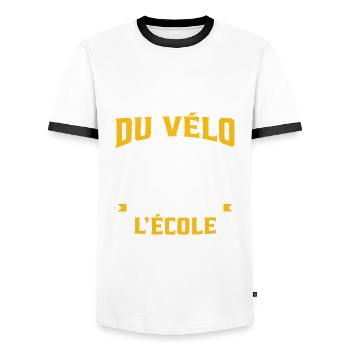 Né pour faire du vélo mais forcé d'aller à l'école - T-shirt contrasté Homme - blanc/noir - Devant - AI Model Female 172 light (172cm) & AI Model Male 178 dark (178cm)