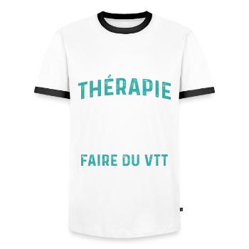 j'ai juste besoin d aller faire du vtt - T-shirt contrasté Homme - blanc/noir - Devant - AI Model Female 172 light (172cm) & AI Model Male 178 dark (178cm)