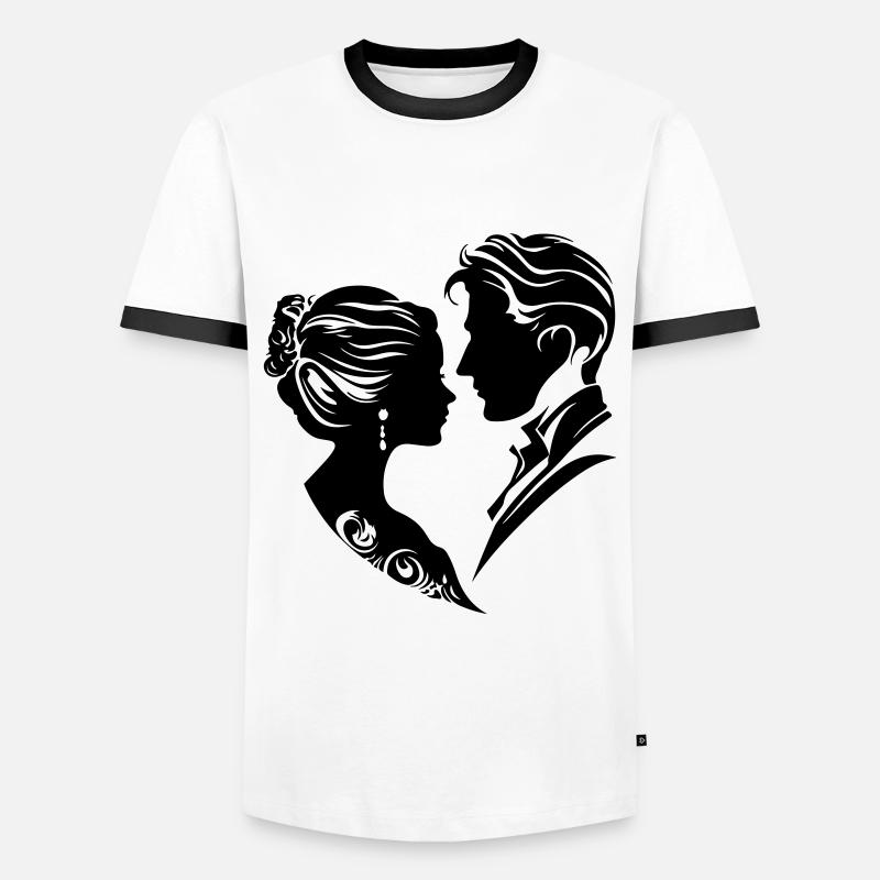 Ehepaar Hochzeit Silhouette - Männer Kontrast-T-Shirt - Weiß/Schwarz
