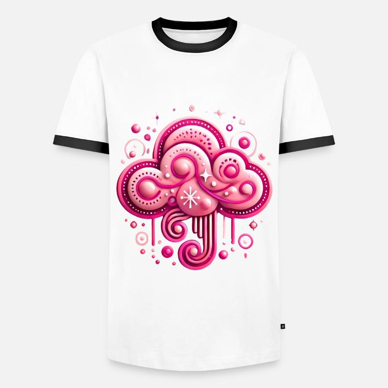 Whimsical Pink Cloud Design - Men's Ringer Shirt - white/black