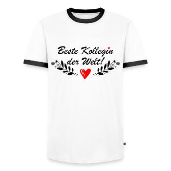 Beste Kollegin der Welt Herz - Männer Kontrast-T-Shirt - Weiß/Schwarz - Vorne - AI Model Female 172 light (172cm) & AI Model Male 178 dark (178cm)