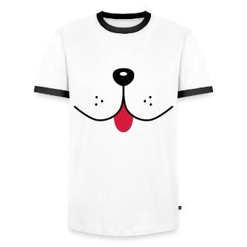 Dog face funny dog snout dogs nose mouth - Men's Ringer Shirt - white/black - Front - AI Model Female 172 light (172cm) & AI Model Male 178 dark (178cm)