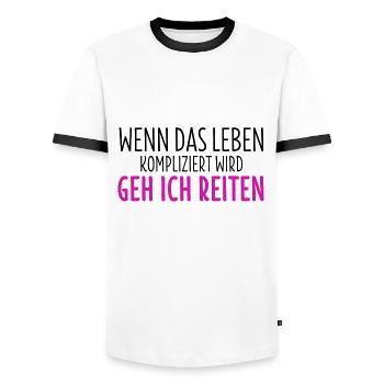Pferdesprüche TShirt Pferd Reitersprüche Geschenk - Männer Kontrast-T-Shirt - Weiß/Schwarz - Vorne - AI Model Female 172 light (172cm) & AI Model Male 178 dark (178cm)