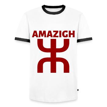 Symbole Berbère Amazigh Rouge Maroc Algérie - T-shirt contrasté Homme - blanc/noir - Devant - AI Model Female 172 light (172cm) & AI Model Male 178 dark (178cm)