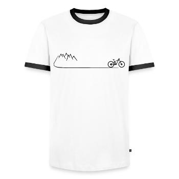 Mountain biking MTB mountain bike gift cycling - Men's Ringer Shirt - white/black - Front - AI Model Female 172 light (172cm) & AI Model Male 178 dark (178cm)