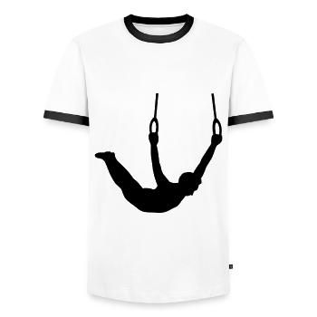 Inspiring ring gymnastics - powerful and elegant - Men's Ringer Shirt - white/black - Front - AI Model Female 172 light (172cm) & AI Model Male 178 dark (178cm)