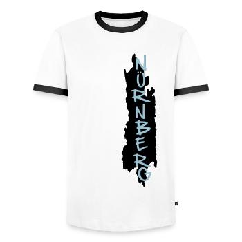Nuremberger - Men's Ringer Shirt - white/black - Front - AI Model Female 172 light (172cm) & AI Model Male 178 dark (178cm)