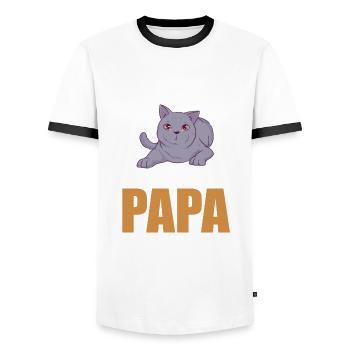 Britisch Kurzhaar Katze - Männer Kontrast-T-Shirt - Weiß/Schwarz - Vorne - AI Model Female 172 light (172cm) & AI Model Male 178 dark (178cm)
