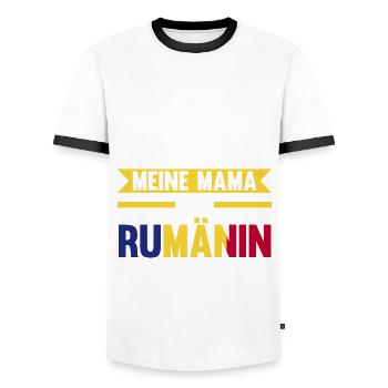 Ich habe keine Angst meine Mama ist Rumänin - Männer Kontrast-T-Shirt - Weiß/Schwarz - Vorne - AI Model Female 172 light (172cm) & AI Model Male 178 dark (178cm)