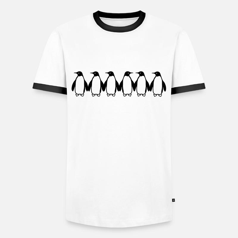 Pinguine - Männer Kontrast-T-Shirt - Weiß/Schwarz