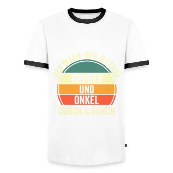 Bruder und Onkel - Männer Kontrast-T-Shirt - Weiß/Schwarz - Vorne - AI Model Female 172 light (172cm) & AI Model Male 178 dark (178cm)
