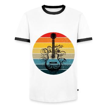 Eine Retro Musik Gitarre Musikinstrument Gitarren - Männer Kontrast-T-Shirt - Weiß/Schwarz - Vorne - AI Model Female 172 light (172cm) & AI Model Male 178 dark (178cm)