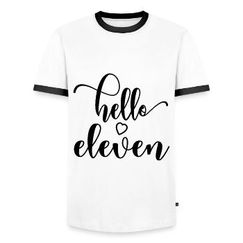 Hello Eleven - Süßes Geschenk zum 11. Geburtstag für Mädchen - Männer Kontrast-T-Shirt - Weiß/Schwarz - Vorne - AI Model Female 172 light (172cm) & AI Model Male 178 dark (178cm)