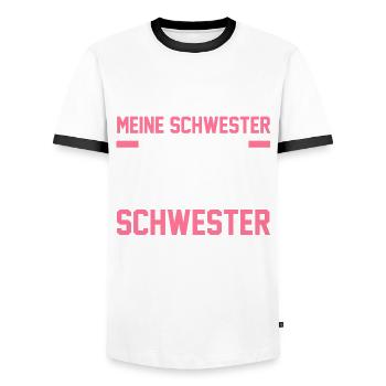 Geschwister Familie Schwestern Schwester - Männer Kontrast-T-Shirt - Weiß/Schwarz - Vorne - AI Model Female 172 light (172cm) & AI Model Male 178 dark (178cm)