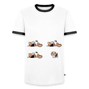 Hund Beagle - Männer Kontrast-T-Shirt - Weiß/Schwarz - Vorne - AI Model Female 172 light (172cm) & AI Model Male 178 dark (178cm)