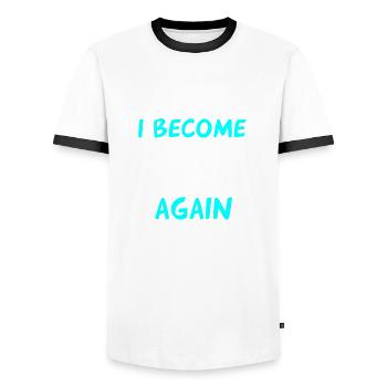 I'll be a cousin again - Men's Ringer Shirt - white/black - Front - AI Model Female 172 light (172cm) & AI Model Male 178 dark (178cm)