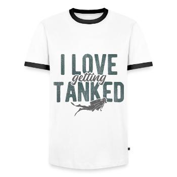 Apnoetaucher Freitaucher Taucher - Männer Kontrast-T-Shirt - Weiß/Schwarz - Vorne - AI Model Female 172 light (172cm) & AI Model Male 178 dark (178cm)
